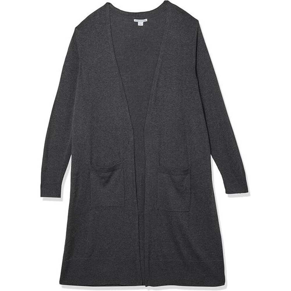 Women's Lightweight Longer Length Open Cardigan Sweater 2X Grey